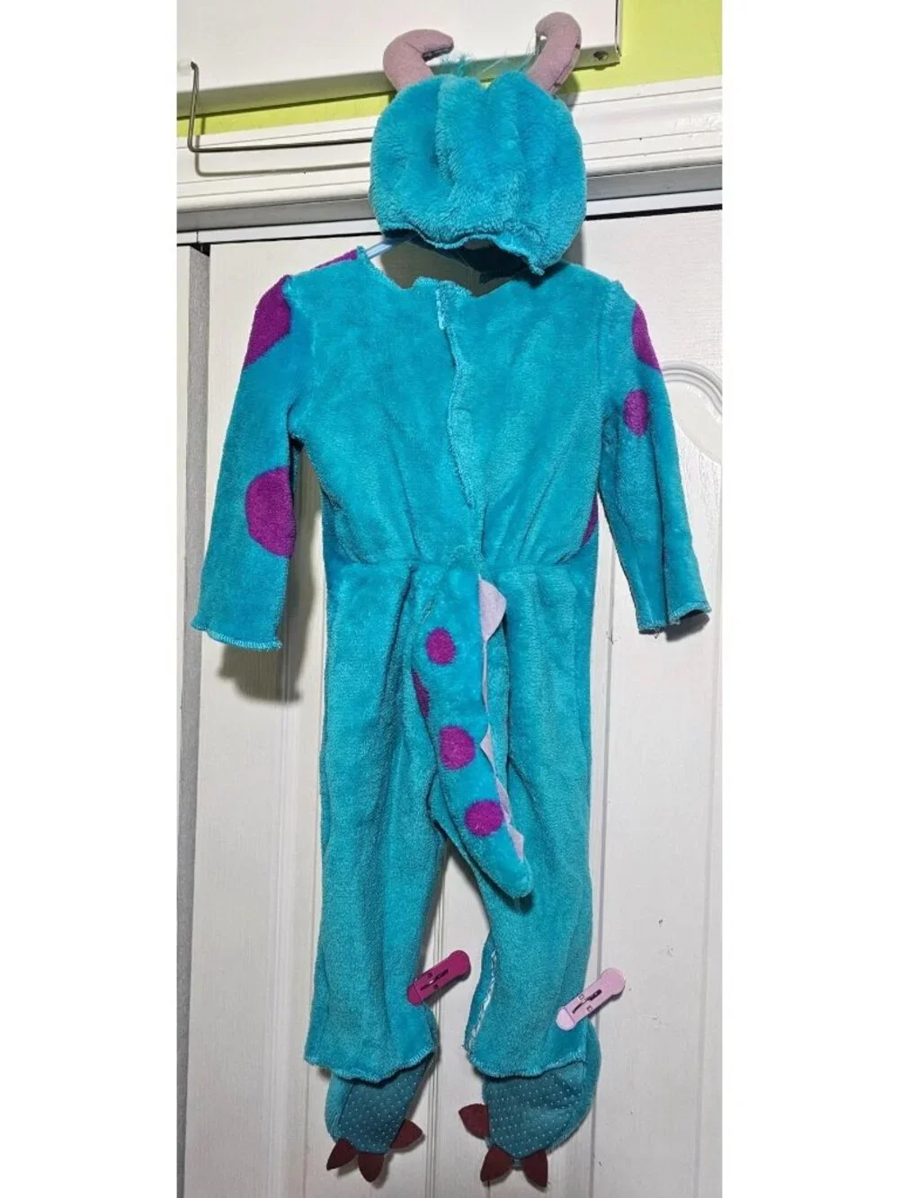 Disney Baby Monsters Inc Sully Costume 12-18 Month Soft Feet Tail Hood Halloween - Picture 3 of 4